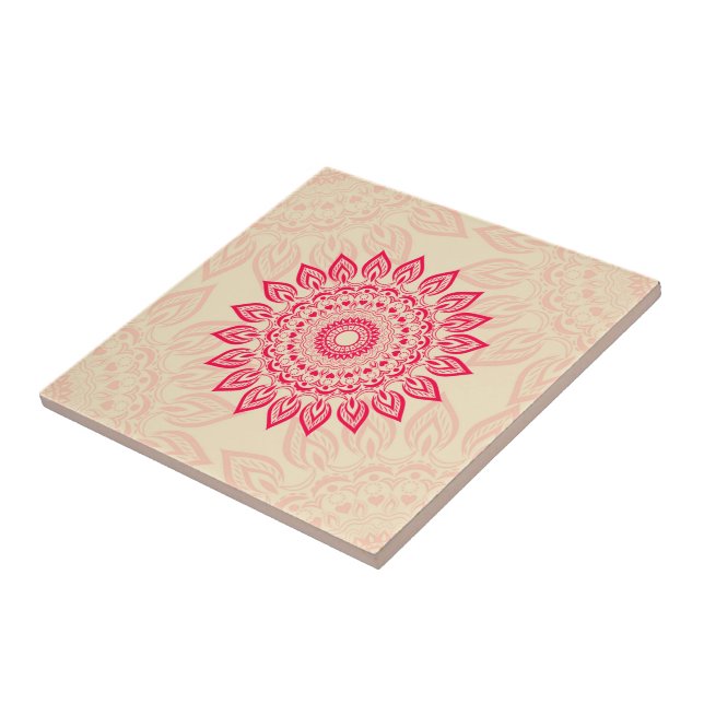 Abstract Flower Ornament Tile In Boho Style (Side)