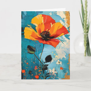 Abstract Flower Painting Birthday Card