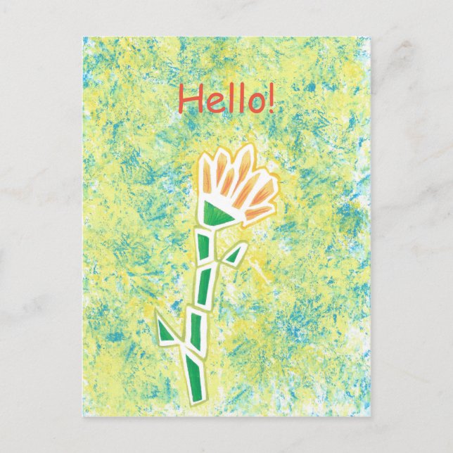 Abstract Flower Painting Hello Postcards (Front)