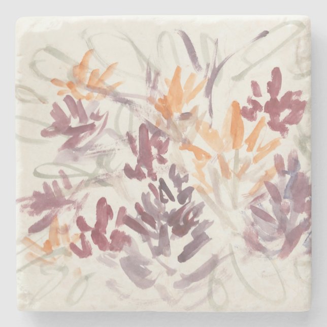 Abstract Flower Painting Marble Stone Coaster (Front)
