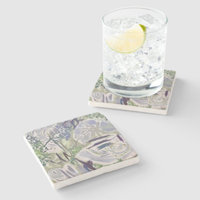 Abstract Flower Painting Marble Stone Coaster (Side)