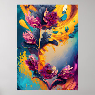 Abstract Flower Painting Poster