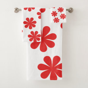 Abstract Flower Pattern Bath Towel Set