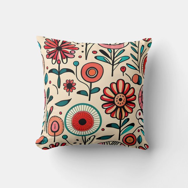 Abstract Flower Pattern Pillow (Front)