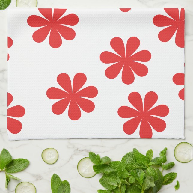 Abstract Flower Pattern  Tea Towel (Folded)