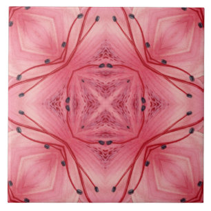 Abstract Flower Petals in Soft Coral Pink Ceramic Tile
