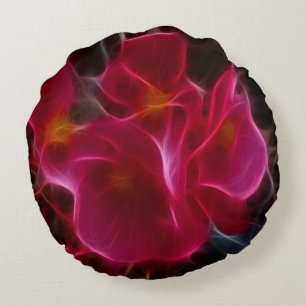 Abstract Flower Pink Red Bed Sofa Throw Round Cushion
