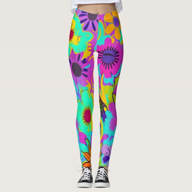 Abstract flower power leggings (Front)