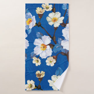 Abstract flower seamless pattern background. Elega Bath Towel