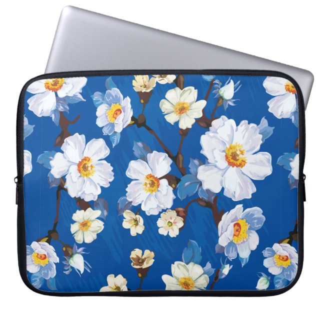 Abstract flower seamless pattern background. Elega Laptop Sleeve (Front)