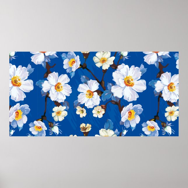 Abstract flower seamless pattern background. Elega Poster (Front)