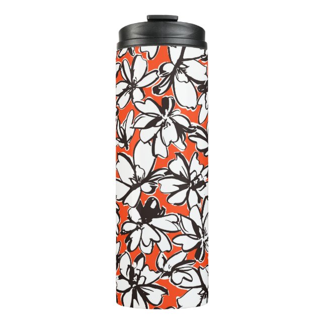 Abstract Flower Seamless Pattern Material Thermal Tumbler (Front)