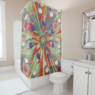 Abstract Flower Shower Curtain