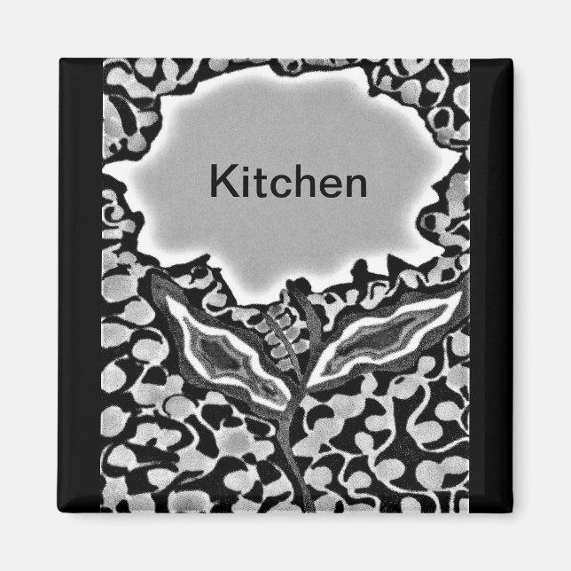 Abstract Flower with Kitchen printed in centre. Magnet (Front)