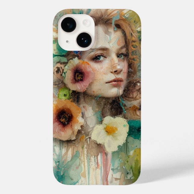 Abstract Flower Woman Portrait Case-Mate iPhone Case (Back)
