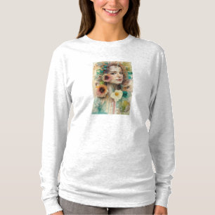 Abstract Flower Woman Portrait T-Shirt