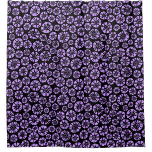 Abstract Flowers 031023 - Easter Purple on Black Shower Curtain