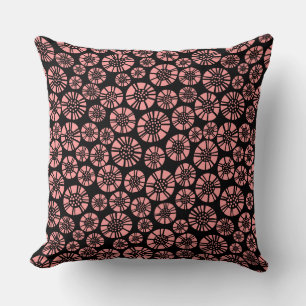 Abstract Flowers 031023 - Soft Pink on Black Cushion