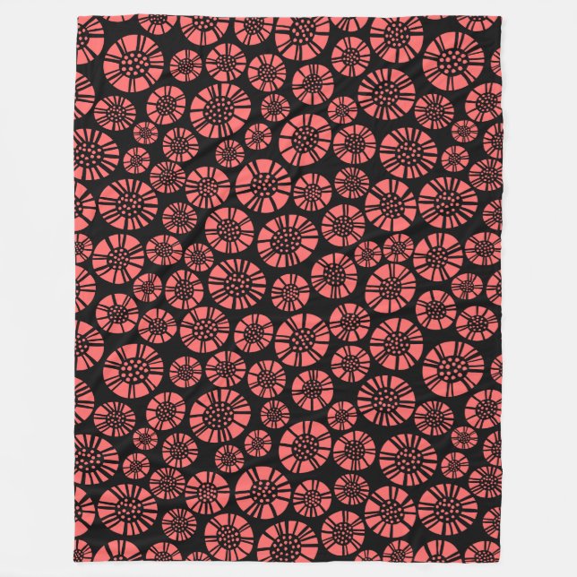 Abstract Flowers 031023 - Tropical Pink Fleece Blanket (Front)