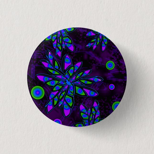 Abstract flowers 3 cm round badge (Front)