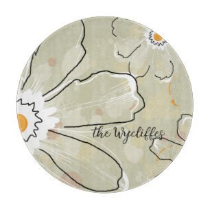 Abstract Flowers Add a Name Large Cutting Board