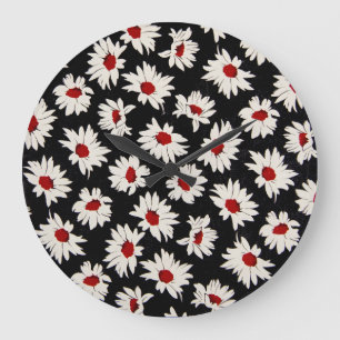 Abstract flowers, an artsy watercolor pattern. large clock