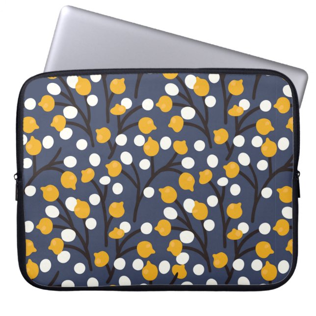 Abstract flowers and leaves pattern laptop sleeve (Front)