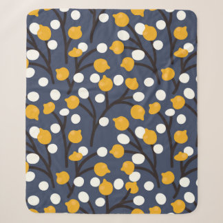 Abstract flowers and leaves pattern sherpa blanket