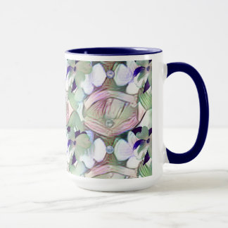 Abstract Flowers and Pearls Blue Big Mug
