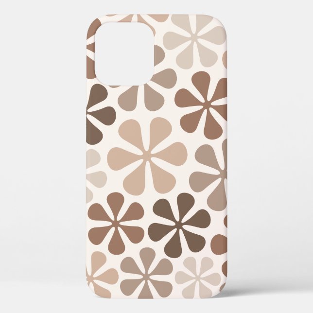 Abstract Flowers (B) Brown Taupe Cream Case-Mate iPhone Case (Back)
