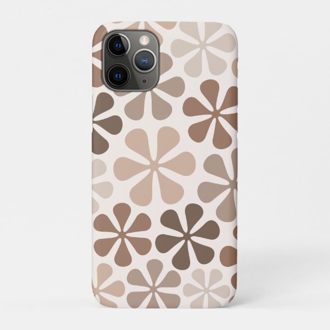 Abstract Flowers (B) Brown Taupe Cream Case-Mate iPhone Case (Back)