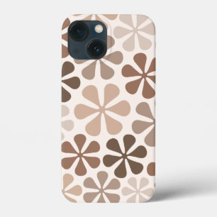 Abstract Flowers (B) Brown Taupe Cream iPhone 13 Mini Case