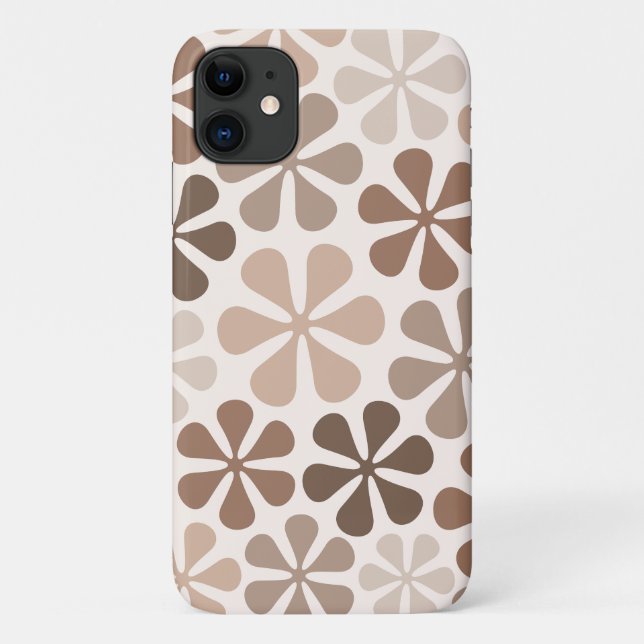 Abstract Flowers (B) Brown Taupe Cream Case-Mate iPhone Case (Back)