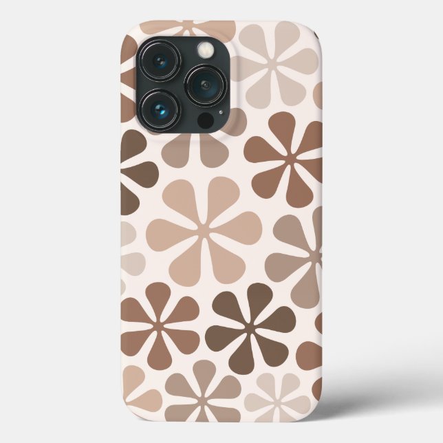 Abstract Flowers (B) Brown Taupe Cream Case-Mate iPhone Case (Back)