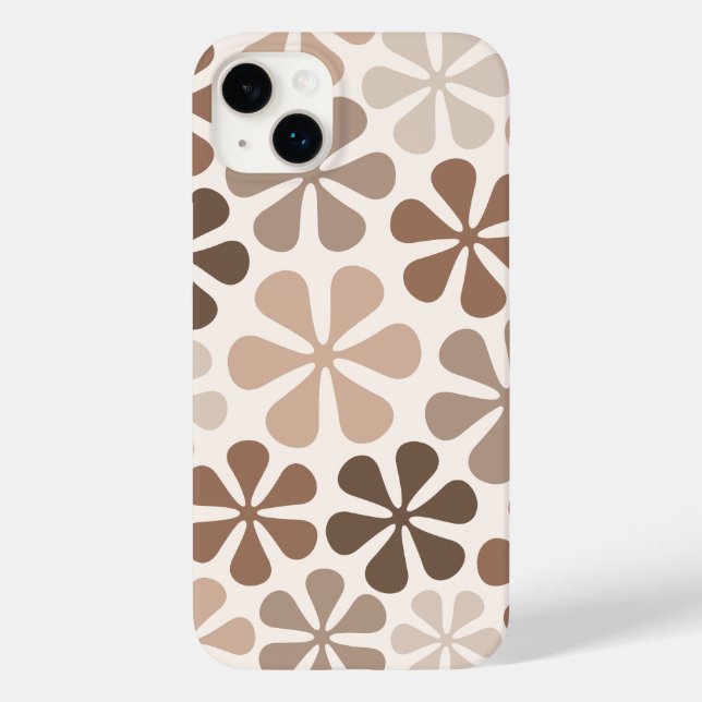 Abstract Flowers (B) Brown Taupe Cream Case-Mate iPhone Case (Back)