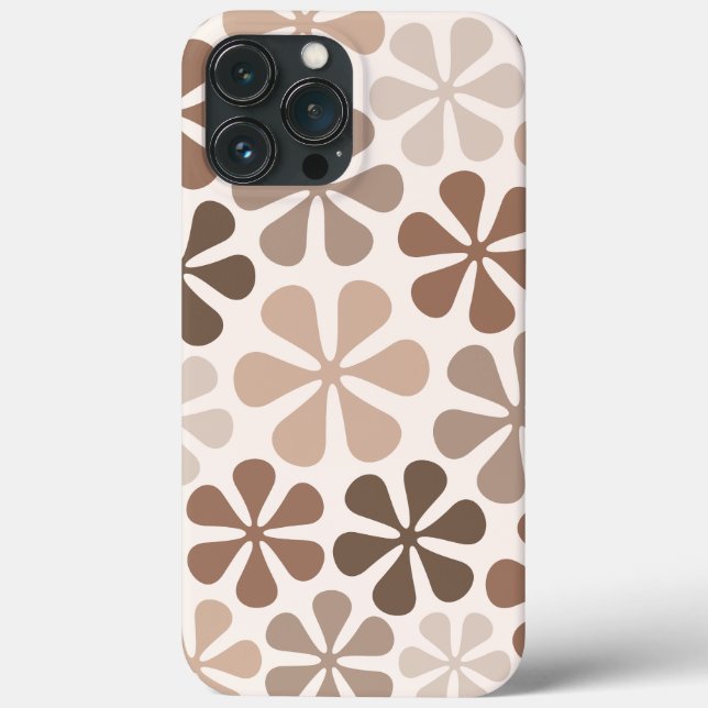 Abstract Flowers (B) Brown Taupe Cream Case-Mate iPhone Case (Back)