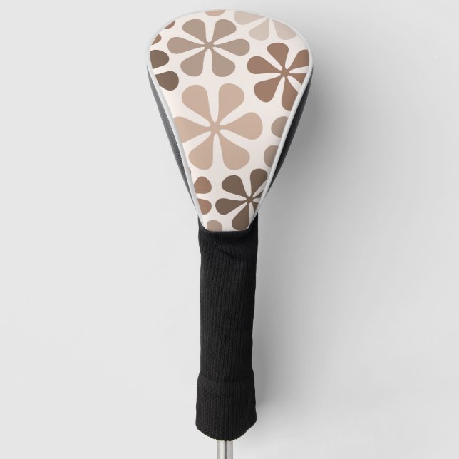Abstract Flowers (B) Brown Taupe Cream Golf Head Cover (Front)