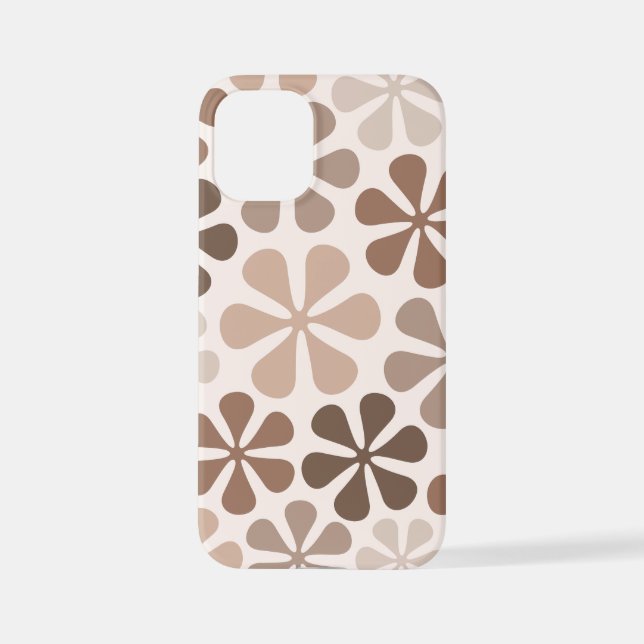 Abstract Flowers (B) Brown Taupe Cream iPhone Case (Back)
