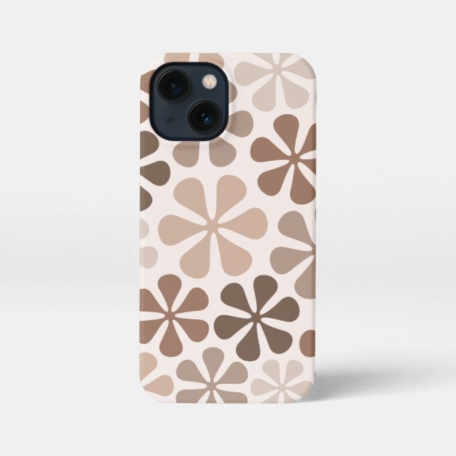 Abstract Flowers (B) Brown Taupe Cream iPhone Case (Back)