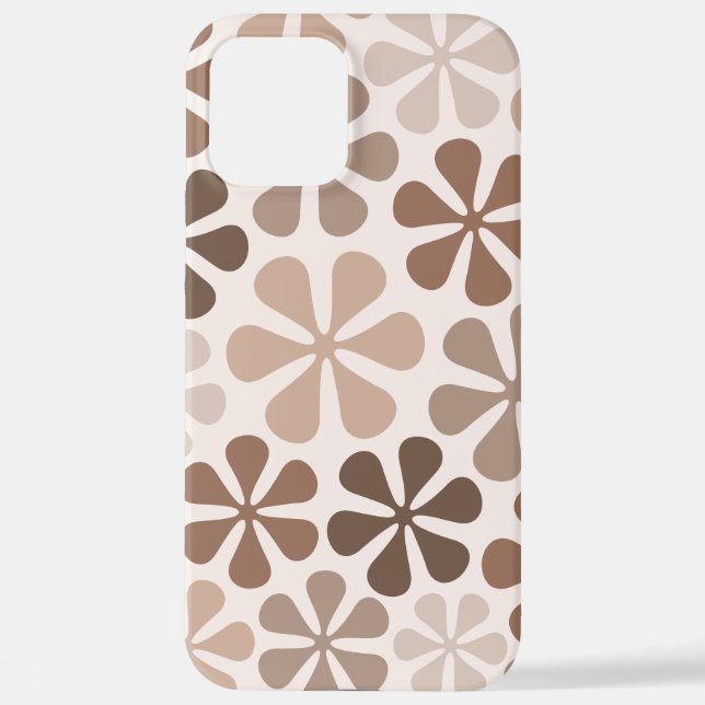Abstract Flowers (B) Brown Taupe Cream iPhone Case (Back)