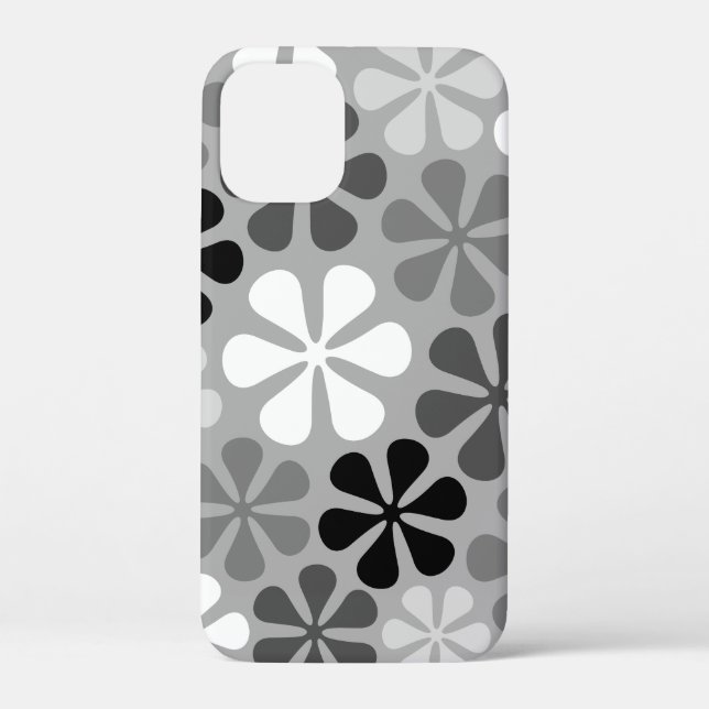Abstract Flowers Black White Grey Case-Mate iPhone Case (Back)