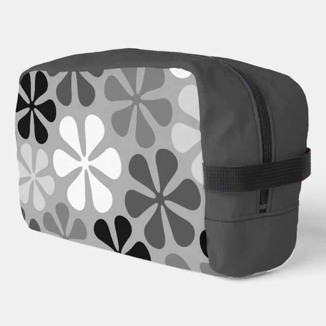 Abstract Flowers Black White Grey Dopp Kit (Left Corner)