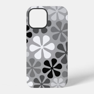 Abstract Flowers Black White Grey iPhone 12 Case