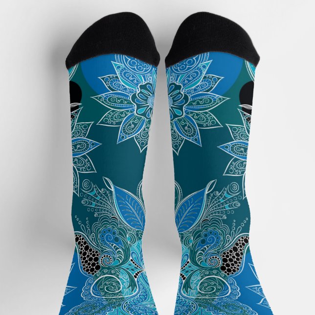 Abstract Flowers Boho Socks (Top)