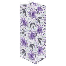 Abstract Flowers Botanical Floral Wine Gift Bag