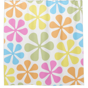 Abstract Flowers Bright Color Mix Shower Curtain