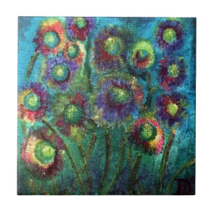 Abstract Flowers Ceramic Tile