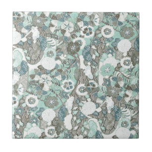 Abstract Flowers Ceramic Tile