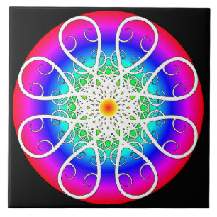 Abstract Flowers Ceramic Tile