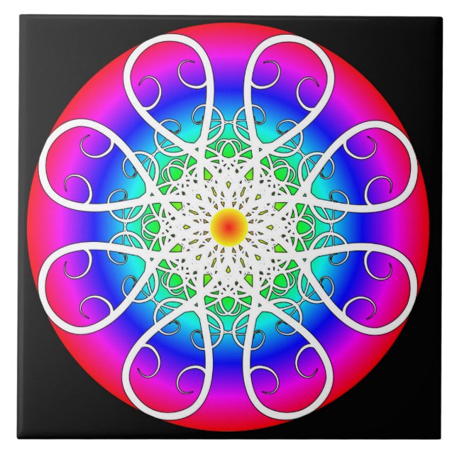 Abstract Flowers Ceramic Tile (Front)